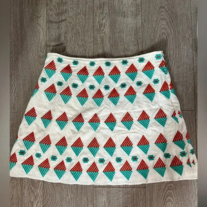 THML Boho embroideried linen blend mini skirt - Size M